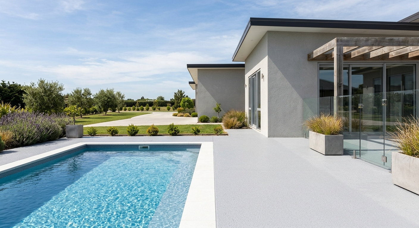Pool deck epoxy coating project completed in Willow Bend Plano neighborhood