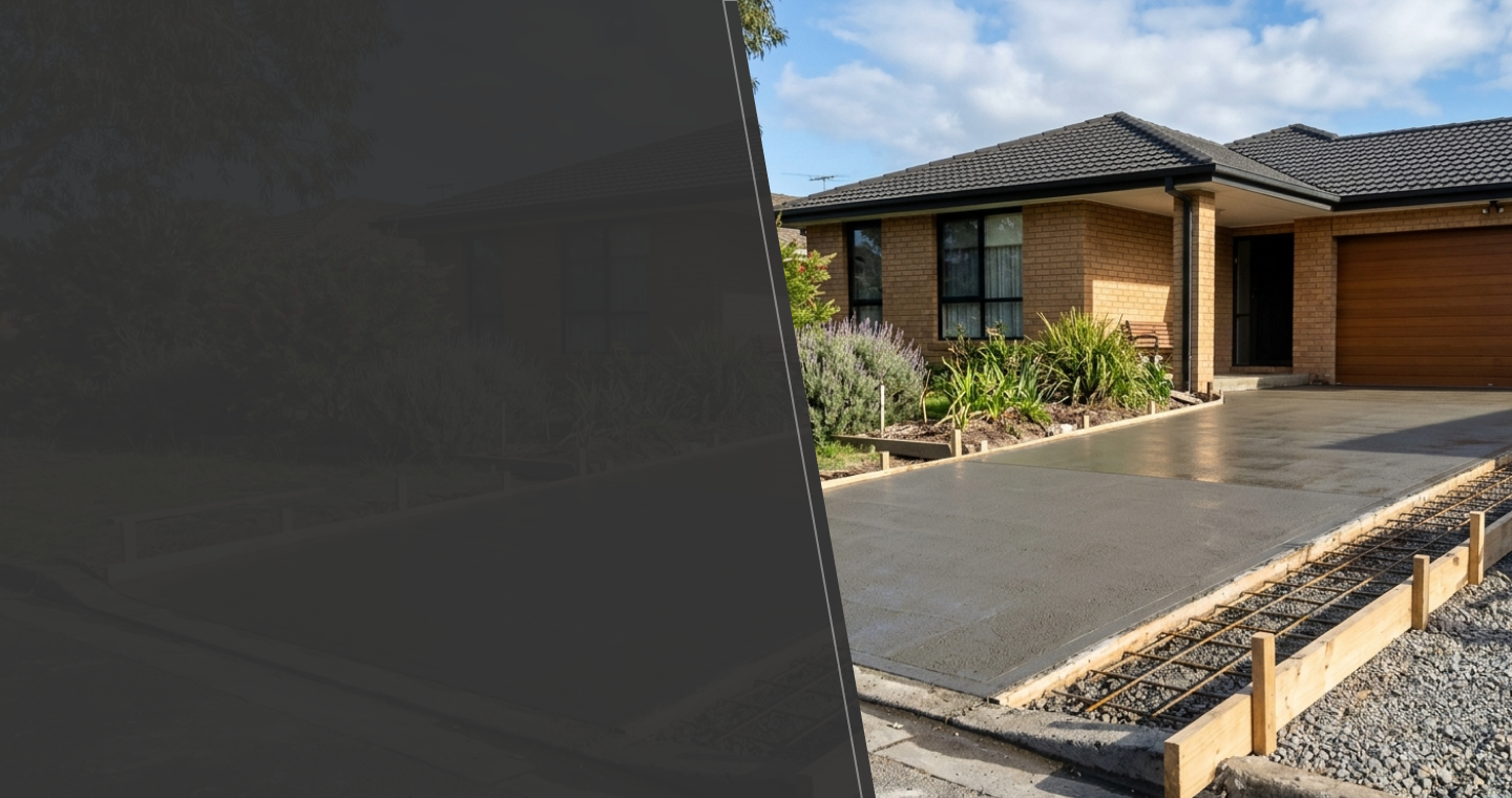 concrete driveway in a Melbourne residential space