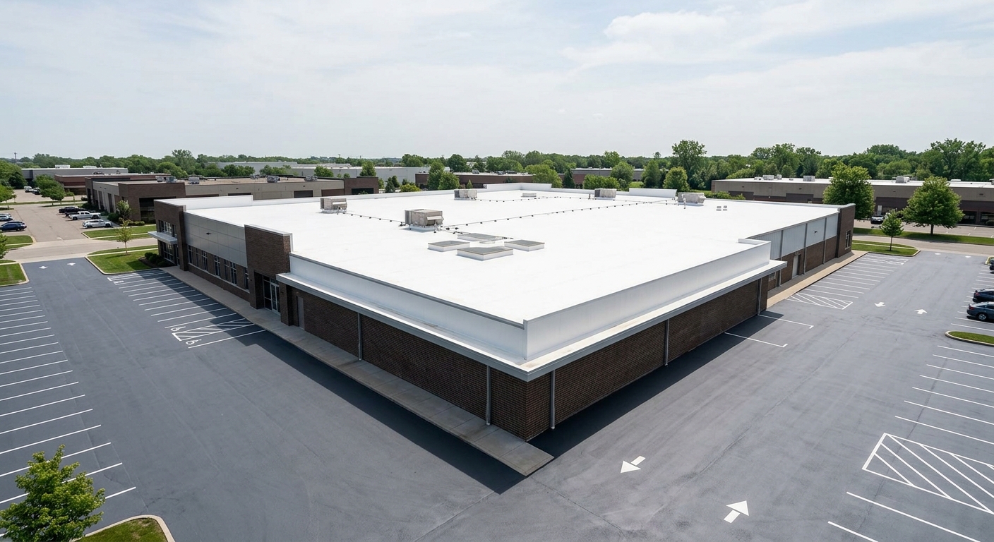 TPO roof replacement completed on retail plaza in Macomb County