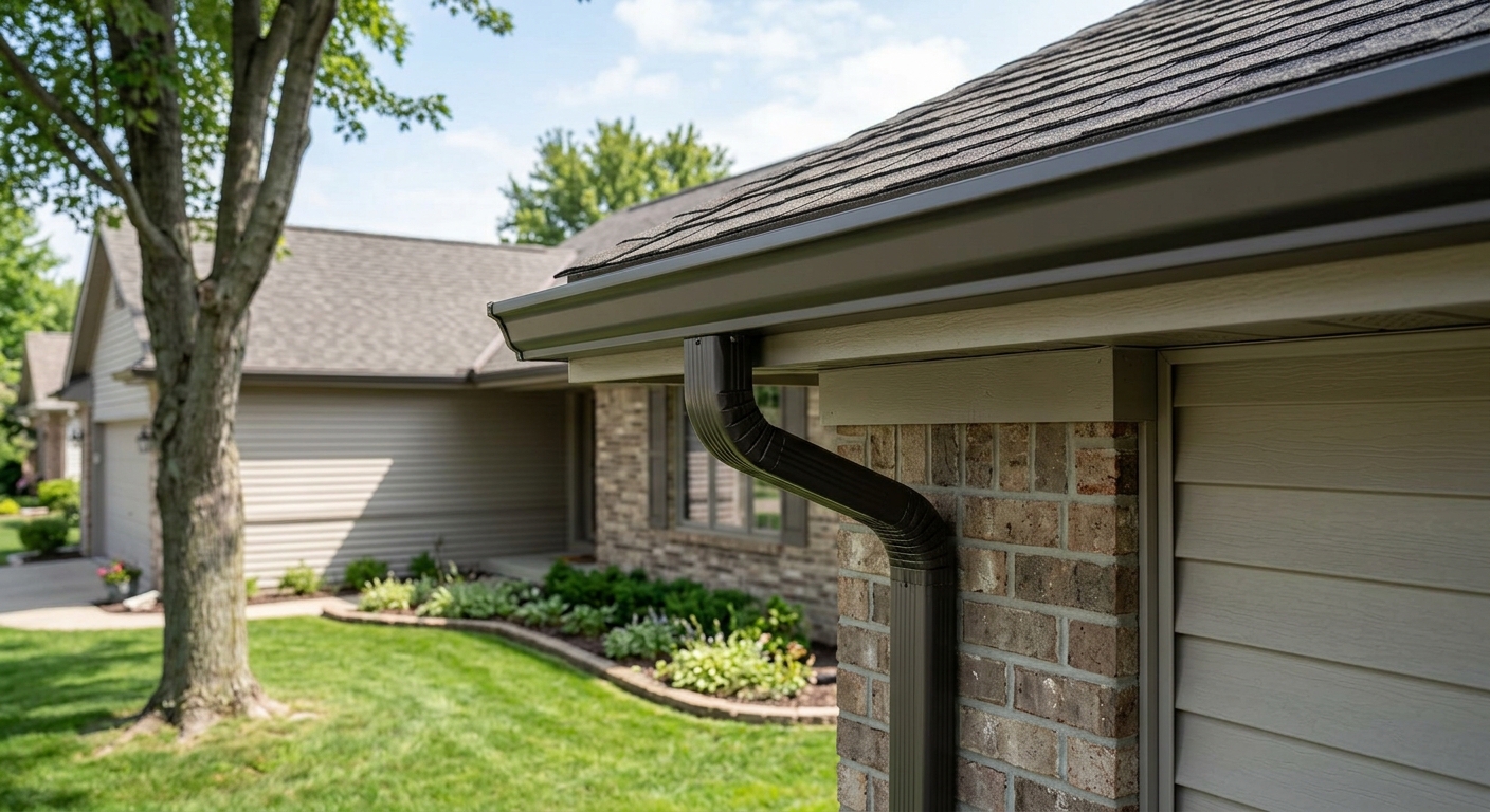 Comprehensive gutter cleaning and repair service on Macomb retail plaza