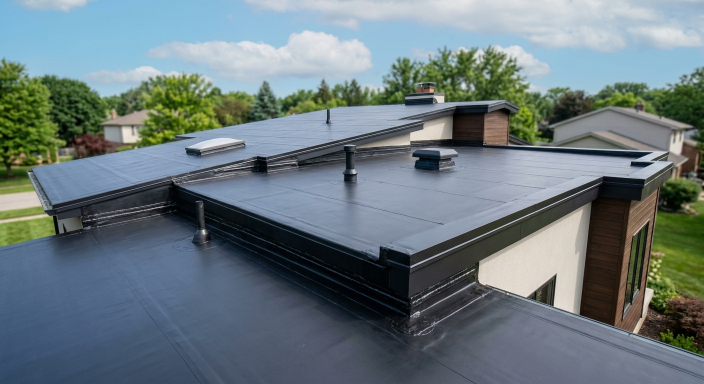 Preventative flashing maintenance on multi-story Macomb office building
