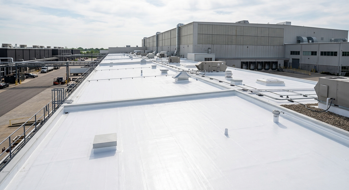 Silicone coating system installed on industrial distribution center