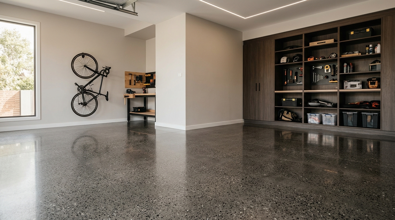 Finished pebble-finish driveway and path at a Kew family home