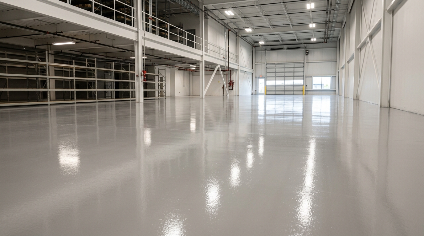 Warehouse epoxy floor coating completed in East Plano distribution center